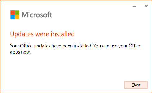 อัพเดท Microsoft Office เสร็จเรียบร้อย