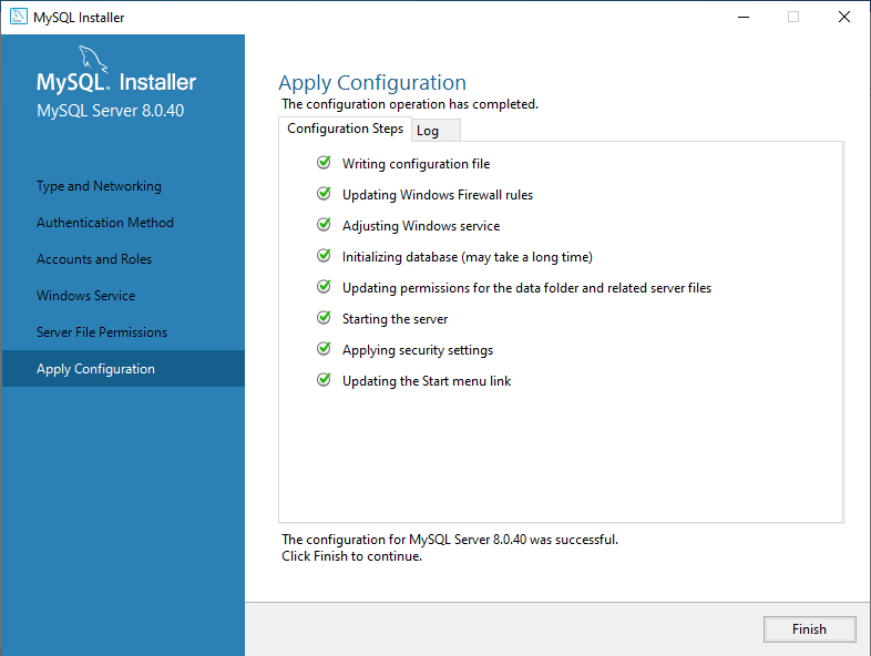 Apply Configuration Finish