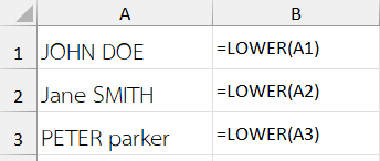 ใช้ฟังก์ชัน LOWER ใน Excel แปลงข้อความธรรมดาเป็นตัวพิมพ์เล็ก