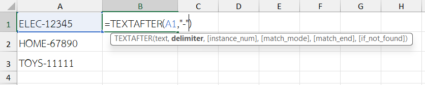 ใช้ฟังก์ชัน TEXTAFTER ใน Excel แยกเฉพาะหมวดหมู่หลังขีด