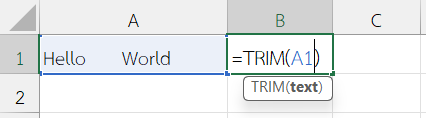 ตัวอย่างการใช้ฟังก์ชัน TRIM ใน Excel