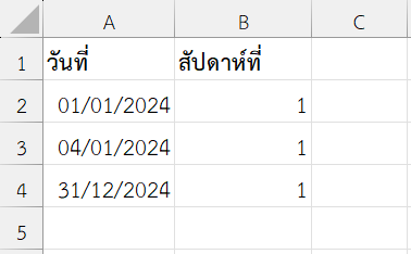 หาสัปดาห์ที่ของปี