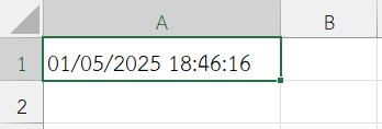 ผลลัพธ์จากการใช้งานฟังก์ชัน NOW ใน Excel แสดงวันเวลาปัจจุบันใน