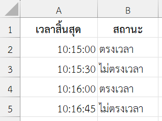 ผลลัพธ์จากการใช้ฟังก์ชัน SECOND ใน Excel ร่วมกับ IF