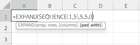 ใช้งานฟังก์ชัน EXPAND ใน Excel ร่วมกับ SEQUENCE เพื่อสร้างตารางลำดับเลข