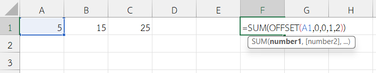 ใช้ฟังก์ชัน OFFSET ใน Excel อ้างอิงช่วงแนวนอน