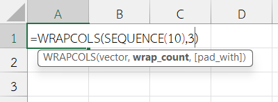 ใช้ฟังก์ชัน WRAPCOLS ใน Excel จัดเรียงตัวเลขเป็นตาราง