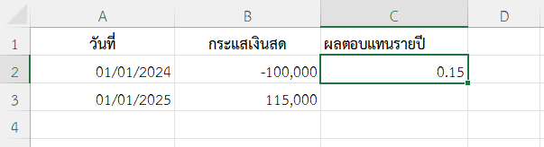 ตัวอย่างที่ 1: การลงทุนในหุ้น 1 ปี