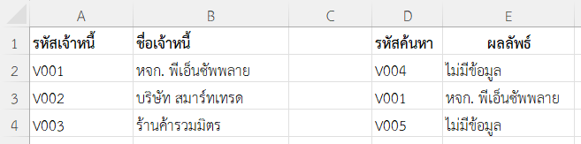 ดึงชื่อเจ้าหนี้จากรหัส