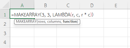 ใช้ฟังก์ชัน MAKEARRAY ใน Excel สร้างตารางฟังก์ชันทางคณิตศาสตร์