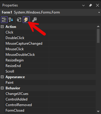 การเข้าถึง Event ของ Form