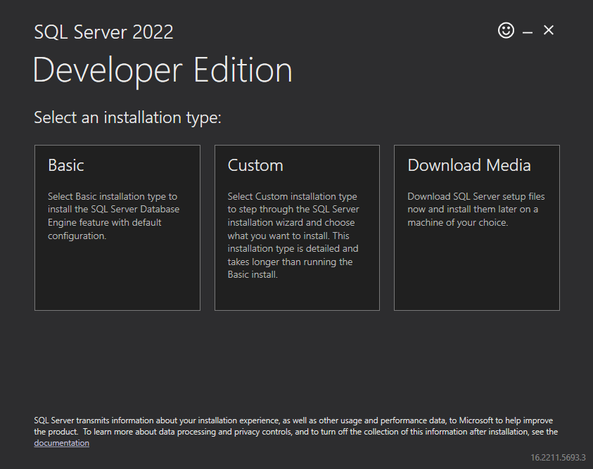 ตัวเลือในการติดตั้ง Microsoft SQL Server 2022