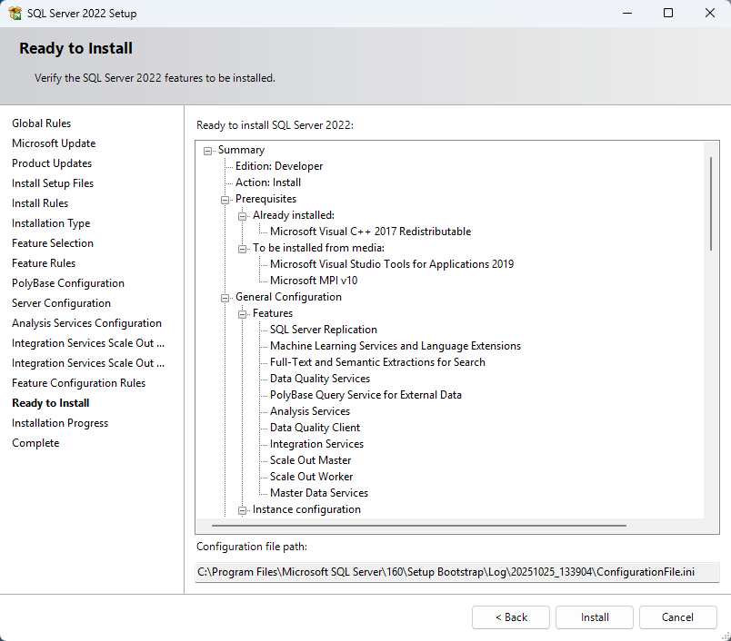 หน้าต่าง Ready to Install