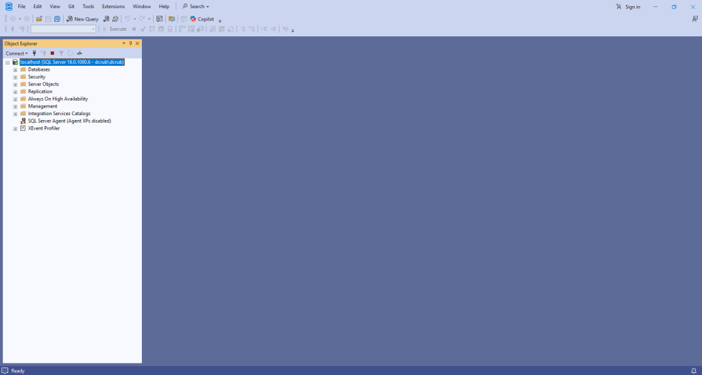 หน้าตา SQL Server Management Studio
