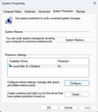 Create System Restore Point