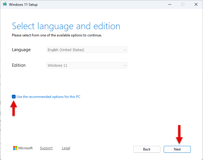 วิธีสร้าง USB ติดตั้ง Windows 11 - หน้าจอ Select language and edition