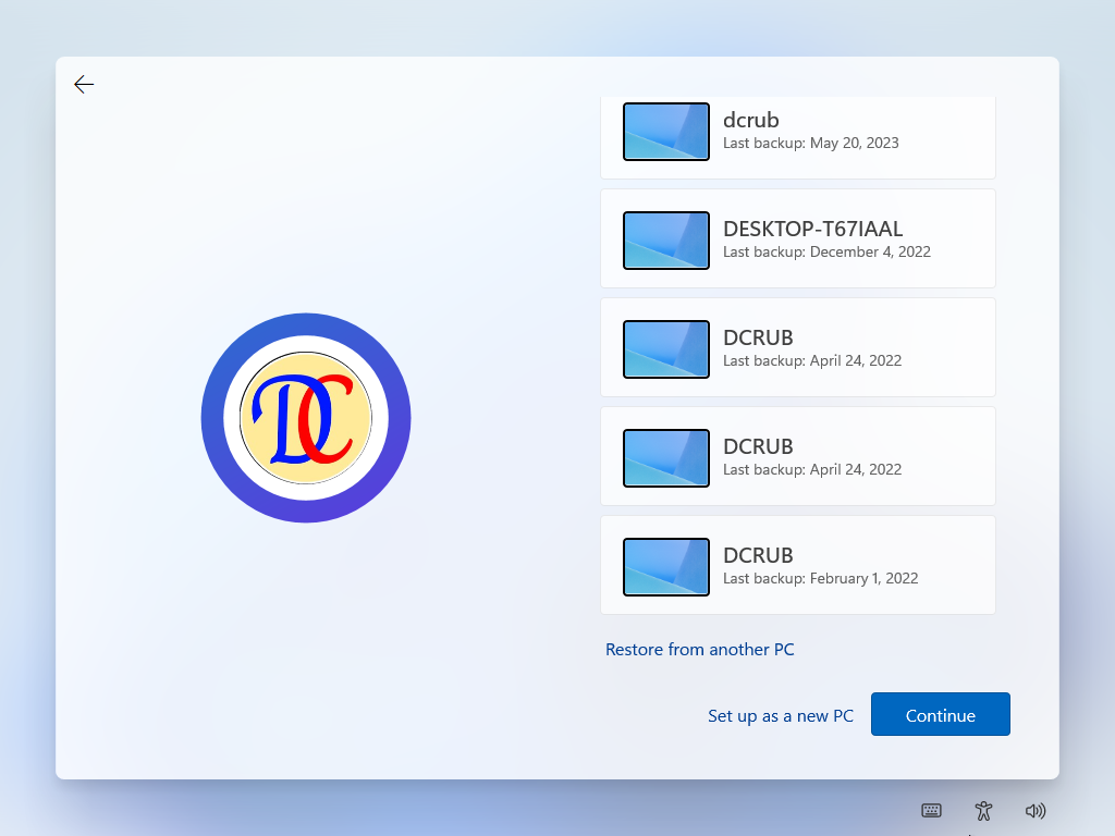 คลิก Set up as a new PC