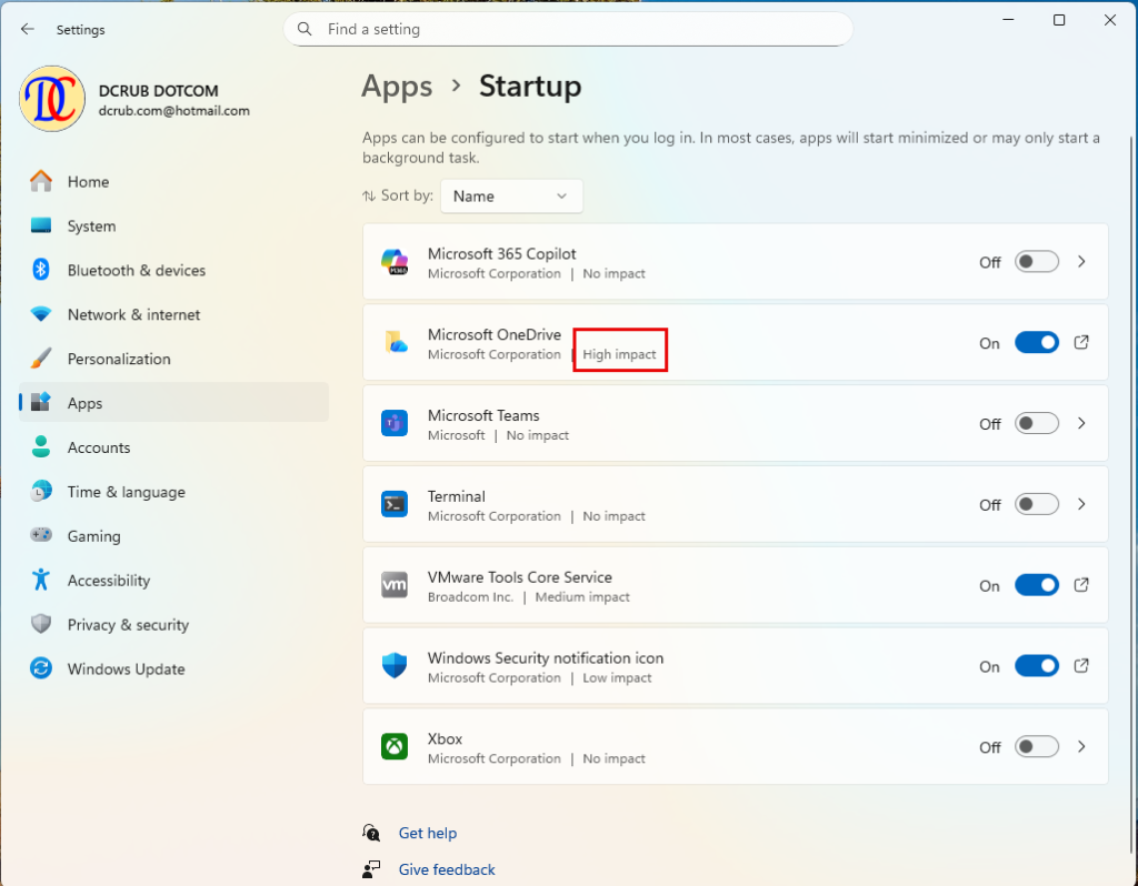 วิธีแก้ปัญหา Windows 11 ช้า - ภาพหน้าจอ Startup Applications Management
