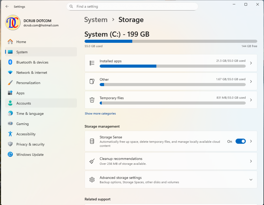 วิธีแก้ปัญหา Windows 11 ช้า - ภาพหน้าจอการตั้งค่า Storage Sense