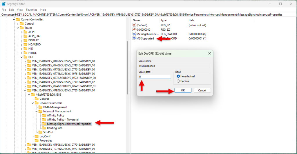 ภาพแสดงขั้นตอนการปรับแต่ง Registry