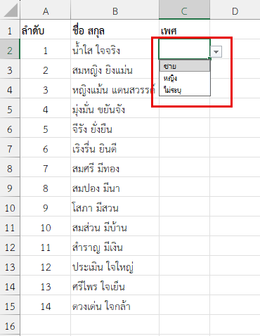 Drop Down List ที่พิมพ์รายการด้วยตนเอง
