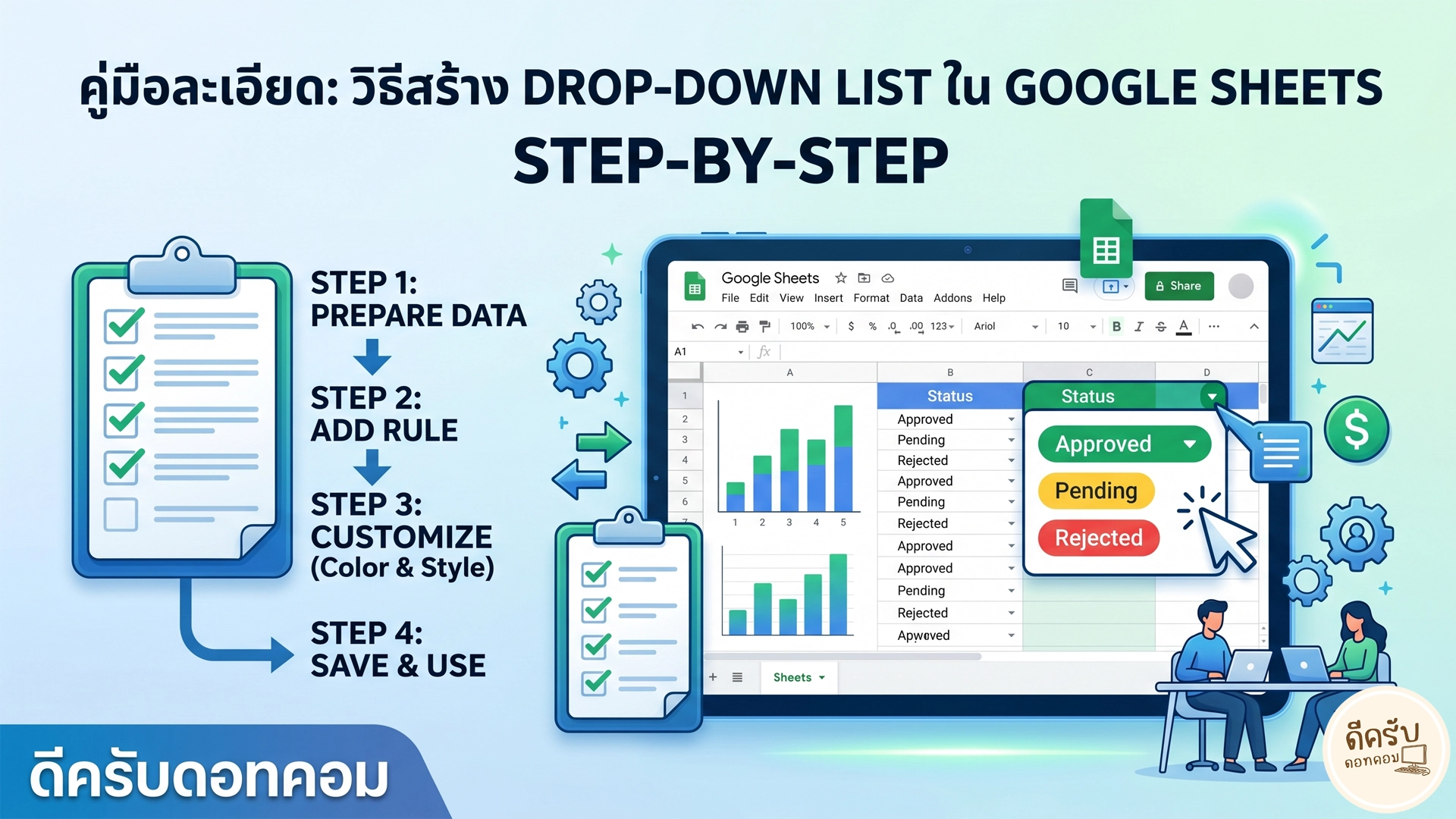วิธีสร้าง Drop Down List ใน Google Sheets แบบละเอียดทุกขั้นตอน (Step-by-Step)